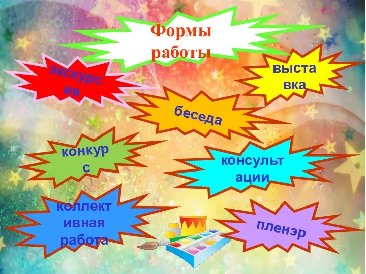 выставка беседа консультации коллективная работа Формы работы экскурсия конкурс пленэр