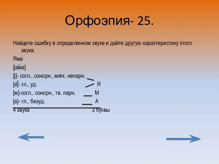 Орфоэпия- 25. Найдите ошибку в определенном звуке и дайте другую