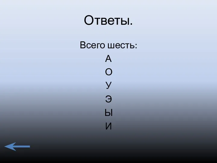 Ответы. Всего шесть: А О У Э Ы И