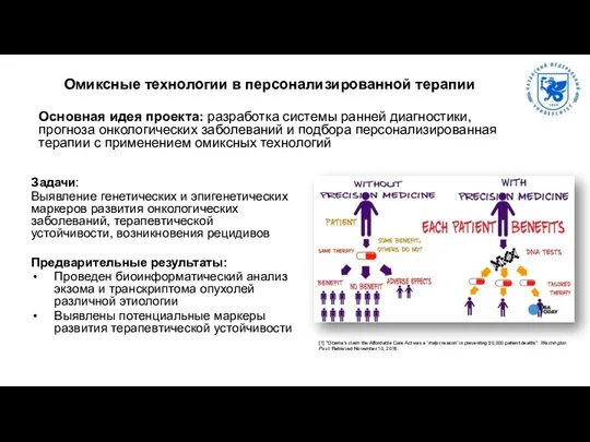 Омиксные технологии в персонализированной терапии Задачи: Выявление генетических и эпигенетических