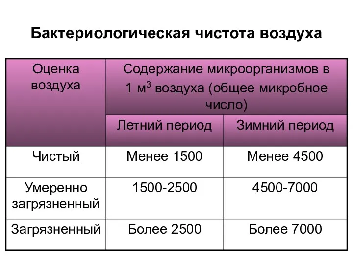 Бактериологическая чистота воздуха