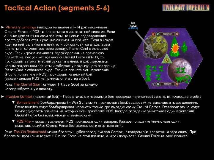 Tactical Action (segments 5-6) Planetary Landings (высадка на планеты) – Игрок высаживает Ground