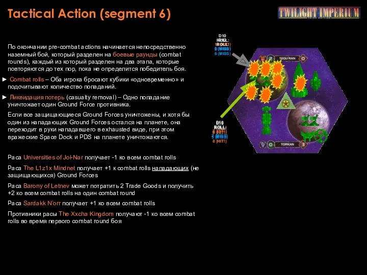 Tactical Action (segment 6) По окончании pre-combat actions начинается непосредственно наземный бой, который