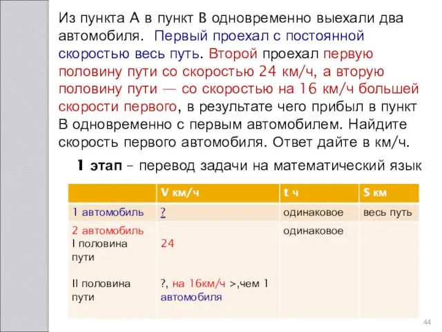 Из пункта A в пункт B одновременно выехали два автомобиля.