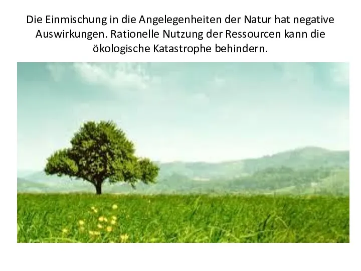 Die Einmischung in die Angelegenheiten der Natur hat negative Auswirkungen.