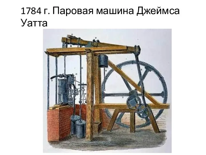 1784 г. Паровая машина Джеймса Уатта