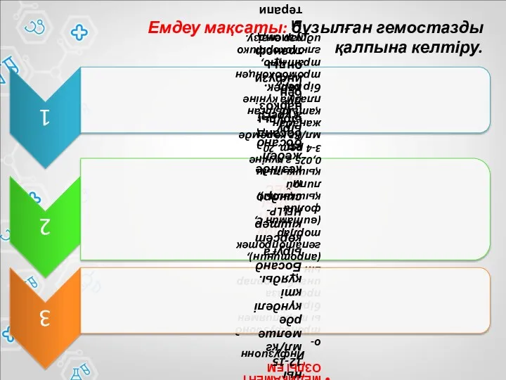 Емдеу мақсаты: бұзылған гемостазды қалпына келтіру.