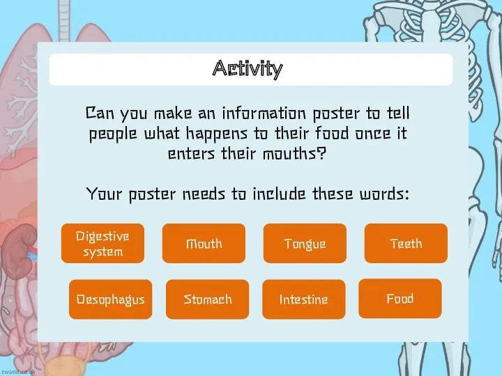 Activity Can you make an information poster to tell people