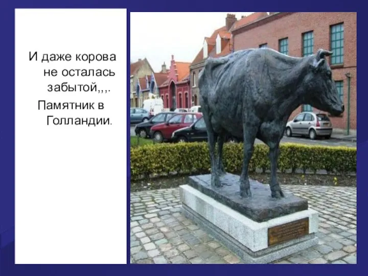 И даже корова не осталась забытой,,,. Памятник в Голландии.