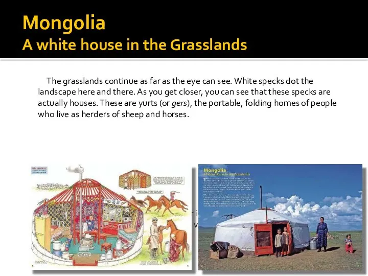 Mongolia A white house in the Grasslands The grasslands continue