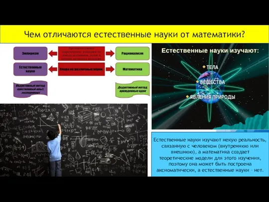 Чем отличаются естественные науки от математики? Естественные науки изучают некую