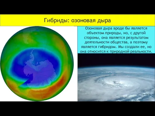 Гибриды: озоновая дыра Озоновая дыра вроде бы является объектом природы,
