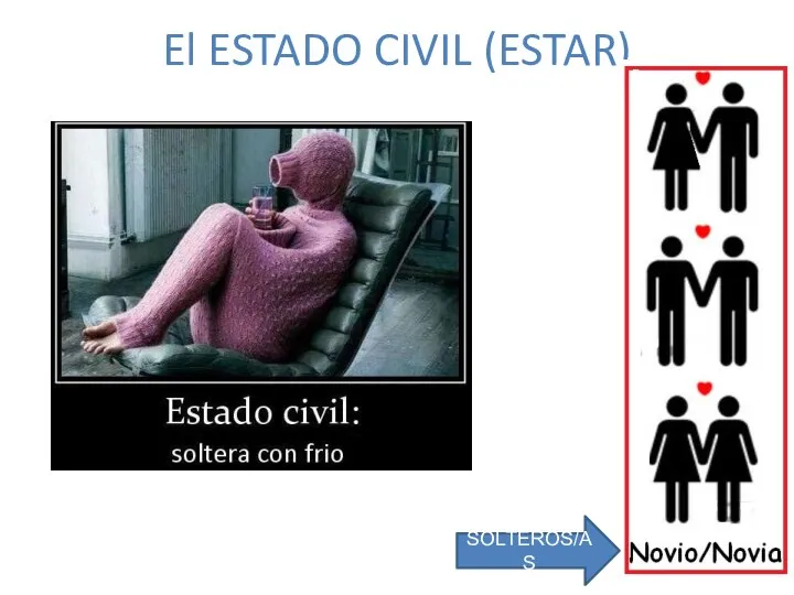 El ESTADO CIVIL (ESTAR) SOLTEROS/AS