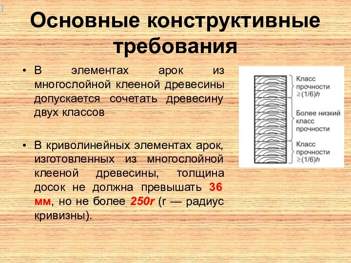 Основные конструктивные требования В элементах арок из многослойной клееной древесины