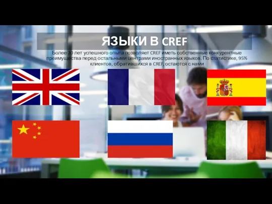 ЯЗЫКИ В CREF Более 20 лет успешного опыта позволяет CREF