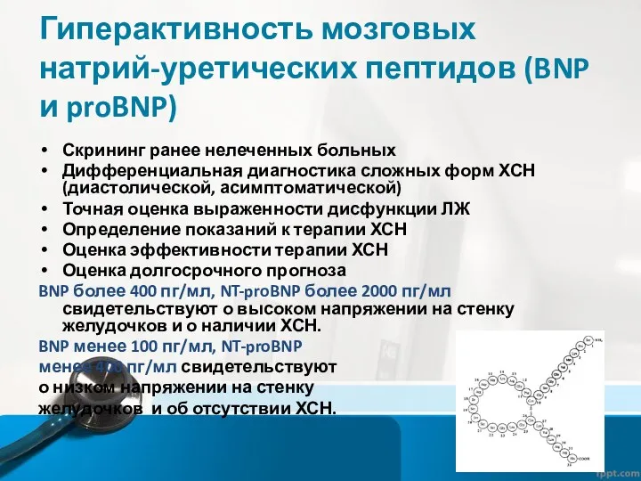 Гиперактивность мозговых натрий-уретических пептидов (BNP и proBNP) Скрининг ранее нелеченных