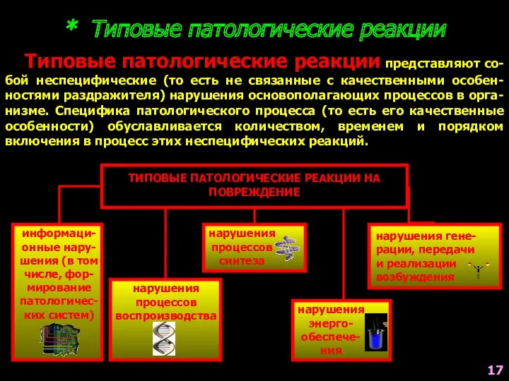 * Типовые патологические реакции Типовые патологические реакции представляют со-бой неспецифические