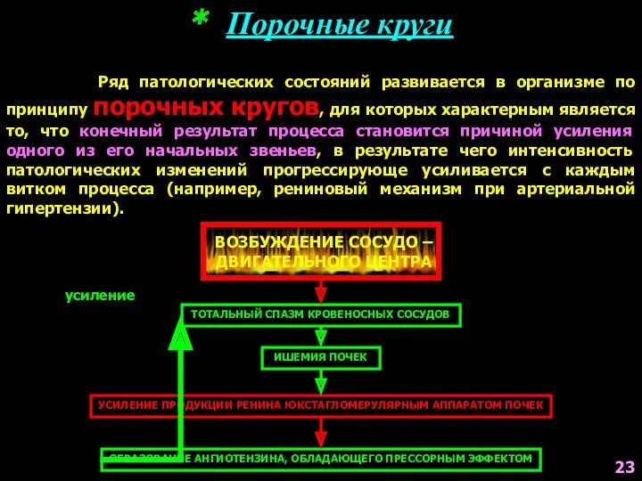 * Порочные круги Ряд патологических состояний развивается в организме по