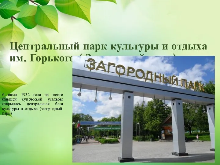 Центральный парк культуры и отдыха им. Горького ( Загородный парк)