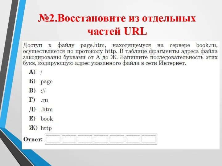 №2.Восстановите из отдельных частей URL