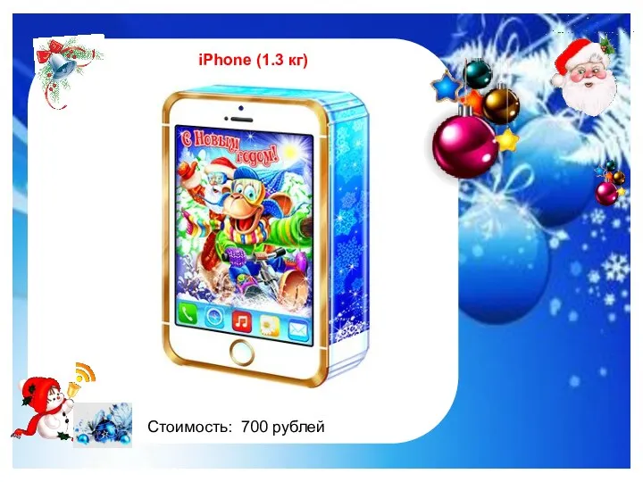 http://im0-tub-ru.yandex.net/i?id=122961535-47-72&n=21 iPhone (1.3 кг) Стоимость: 700 рублей