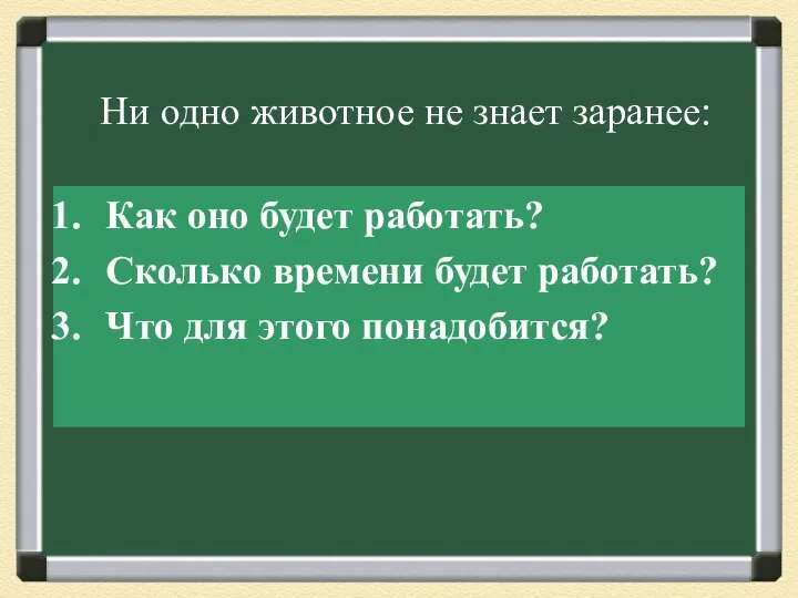 Ни одно животное не знает заранее: Как оно будет работать?