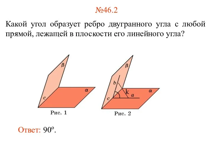 №46.2 Какой угол образует ребро двугранного угла с любой прямой,