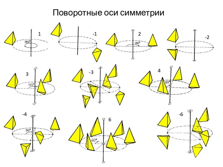 Поворотные оси симметрии 1 -1 2 -2 3 -3 4 -4 6 -6