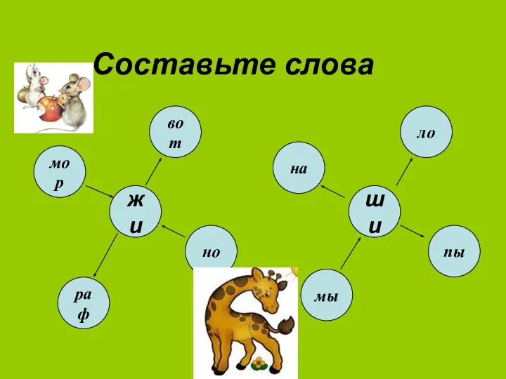 Составьте слова жи вот ло на пы мы ши мор но раф