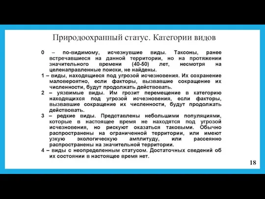 Природоохранный статус. Категории видов