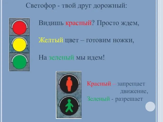 Светофор - твой друг дорожный: Видишь красный? Просто ждем, Желтый