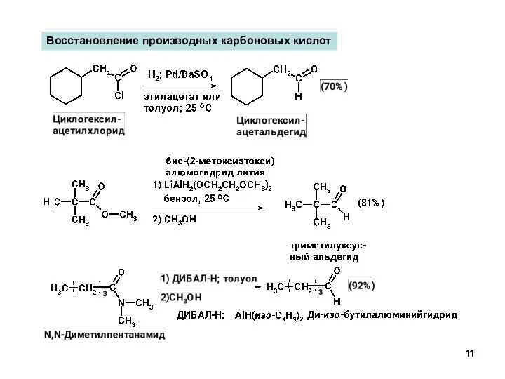 Восстановление производных карбоновых кислот