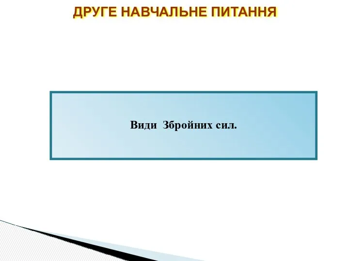 ДРУГЕ НАВЧАЛЬНЕ ПИТАННЯ Види Збройних сил.