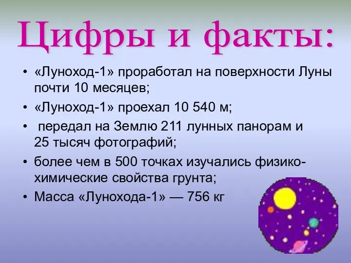 Цифры и факты: «Луноход-1» проработал на поверхности Луны почти 10