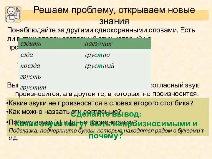 Понаблюдайте за другими однокоренными словами. Есть ли в этих словах