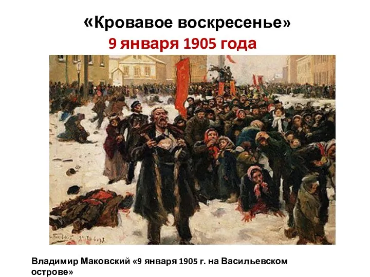 «Кровавое воскресенье» 9 января 1905 года Владимир Маковский «9 января 1905 г. на Васильевском острове»