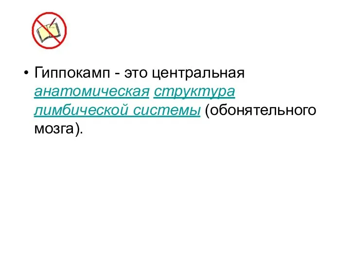 Гиппокамп - это центральная анатомическая структура лимбической системы (обонятельного мозга).