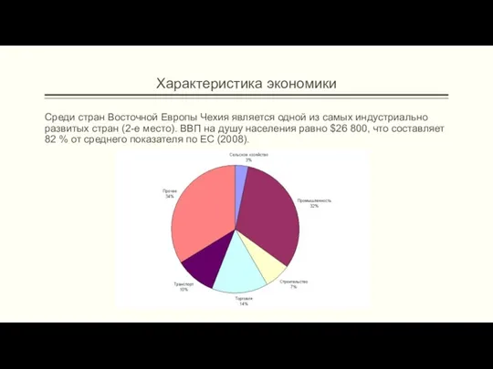 Характеристика экономики Среди стран Восточной Европы Чехия является одной из