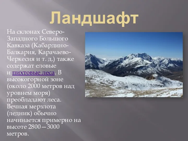 Ландшафт На склонах Северо-Западного Большого Кавказа (Кабардино-Балкария, Карачаево-Черкесия и т.
