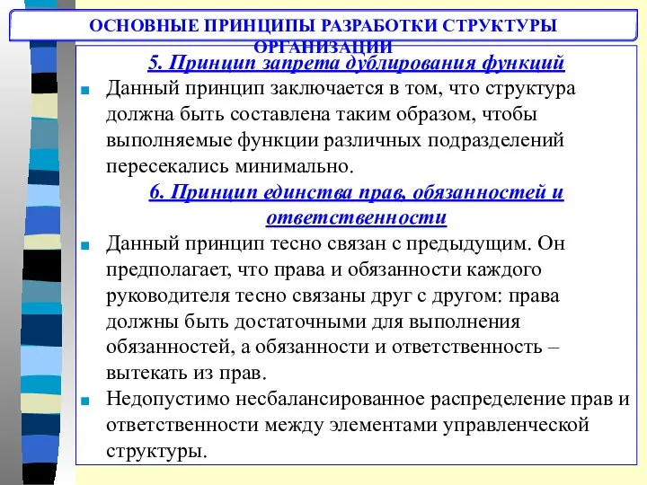 5. Принцип запрета дублирования функций Данный принцип заключается в том,