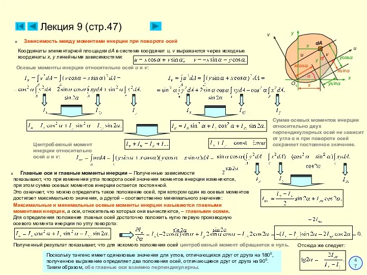 Лекция 9 (стр.47) 47 Зависимость между моментами инерции при повороте