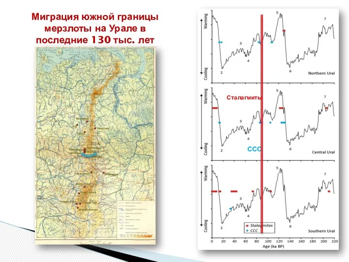 CCC Сталагмиты Миграция южной границы мерзлоты на Урале в последние 130 тыс. лет