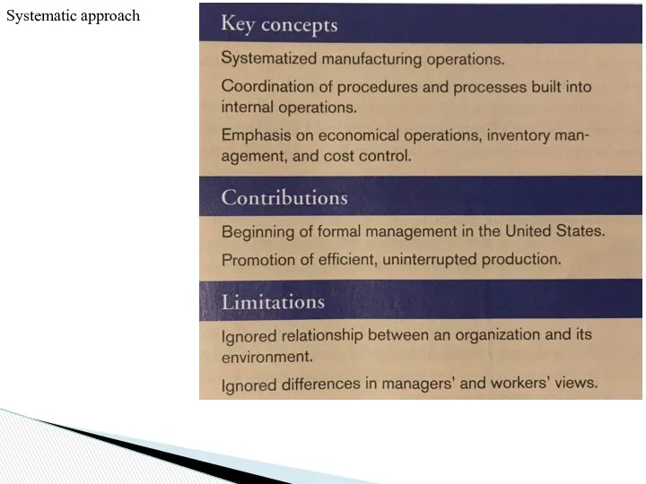 Systematic approach