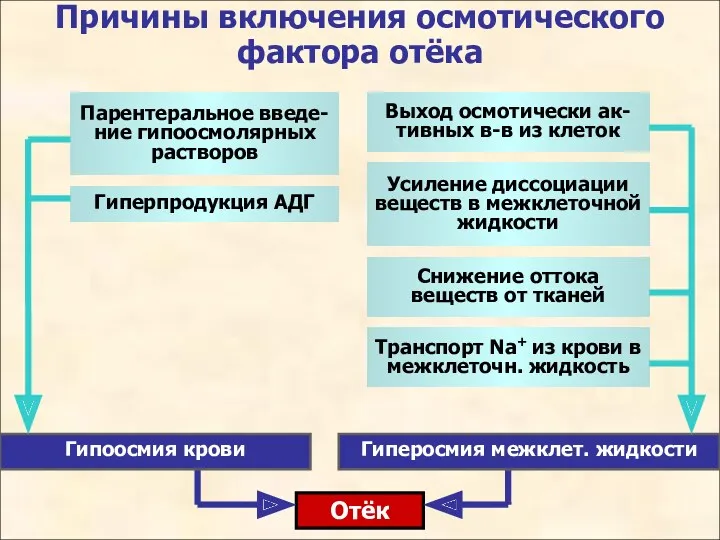 Причины включения осмотического фактора отёка