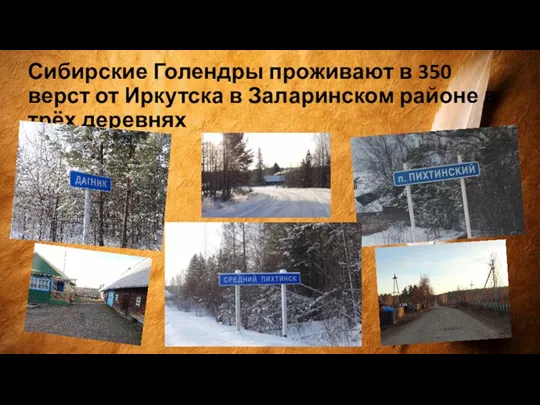 Сибирские Голендры проживают в 350 верст от Иркутска в Заларинском районе в трёх деревнях