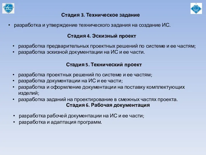 Стадия 3. Техническое задание разработка и утверждение технического задания на создание ИС. Стадия