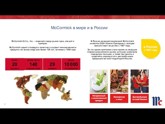 В России дочерней компанией McCormick является ООО «Камис-Приправы», которое присутствует на рынке с