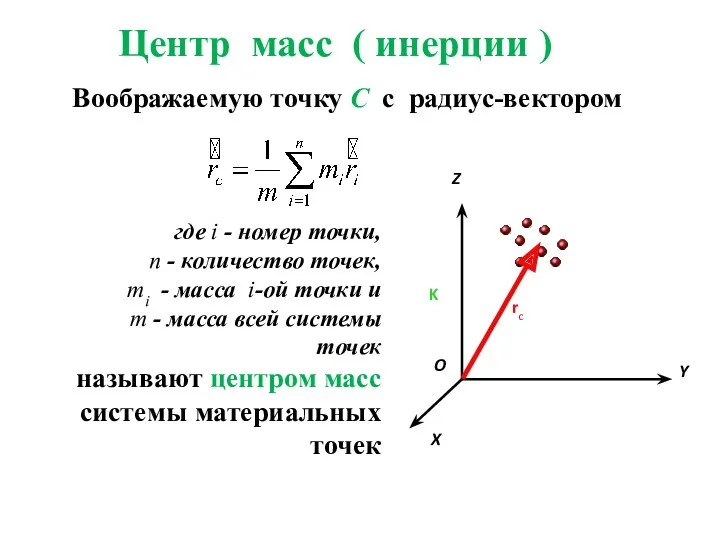 Центр масс ( инерции ) Воображаемую точку С с радиус-вектором