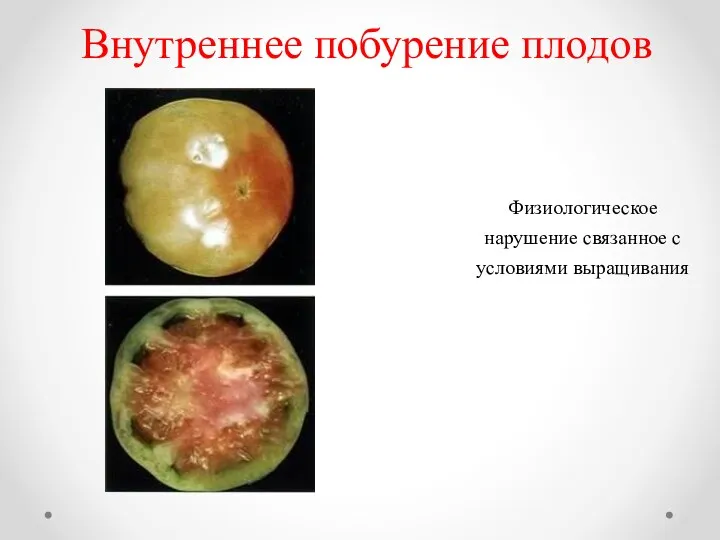 Внутреннее побурение плодов Физиологическое нарушение связанное с условиями выращивания