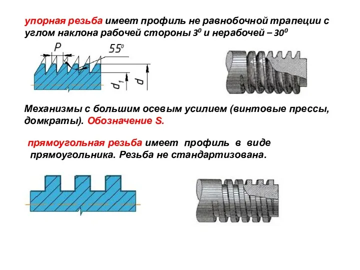 упорная резьба имеет профиль не равнобочной трапеции с углом наклона